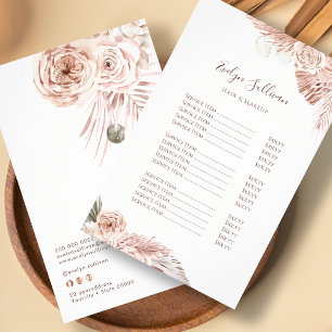 Boho flowers price list flyer