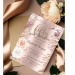 Boho Flowers Rose Gold 50th Birthday Party  Invitation<br><div class="desc">Elegant boho flowers on a  rose gold background.</div>