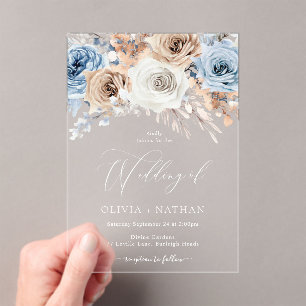 Boho Flowers Wedding Acrylic Invitations