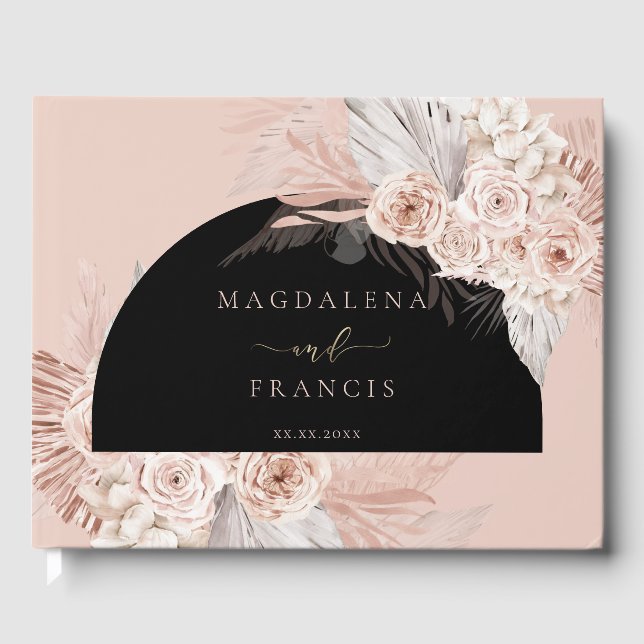 boho flowers wedding  guest book (Front)