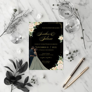 Boho Flowers Wedding Invitation
