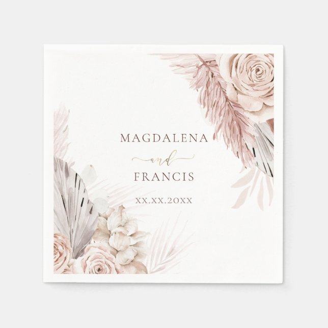 boho flowers wedding napkin (Front)