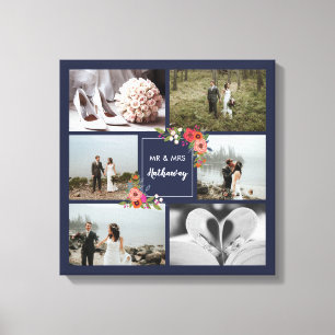 Boho Flowers - Wedding Photo Collage Canvas Print