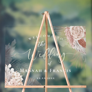 Boho flowers wedding welcome acrylic sign
