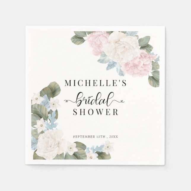 Boho Flowers Winter Bridal Shower  Napkin (Front)