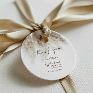Boho Fluffy Pampas Grass Bridal Shower Thank You Favour Tags
