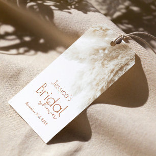 Boho Fluffy Pampas Grass Bridal Shower Thank You Gift Tags