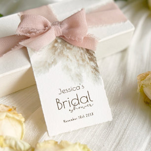 Boho Fluffy Pampas Grass Bridal Shower Thank You Gift Tags