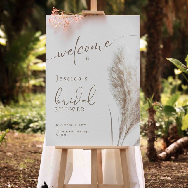 Boho Fluffy Pampas Grass Bridal Shower Welcome Poster (Creator Uploaded)