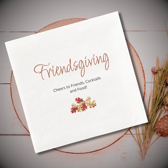 Boho Foliage Friendsgiving Modern Thanksgiving  Napkin (Creator Uploaded)