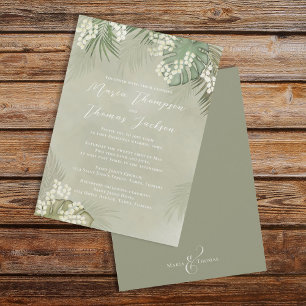 Boho Foliage Watercolor Tropical Palm Leaves Invitation