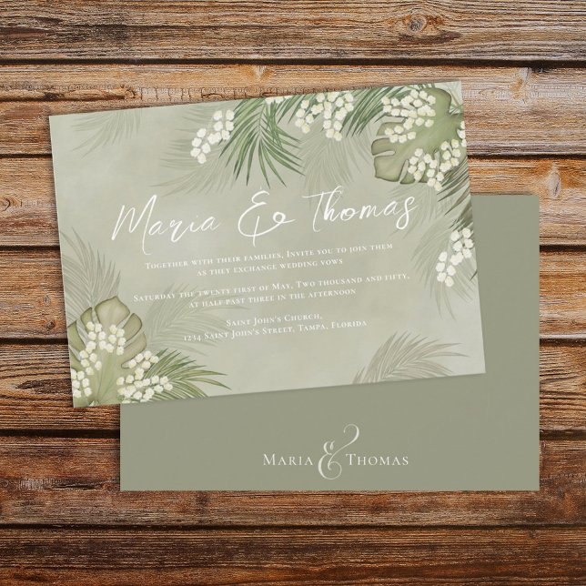 Boho Foliage Watercolor Tropical Palm Leaves  Invitation (Creator Uploaded)