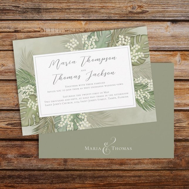 Boho Foliage Watercolor Tropical Palm Leaves Invitation (Creator Uploaded)