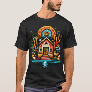 Boho Folk Art Dream Home Illustration T-Shirt
