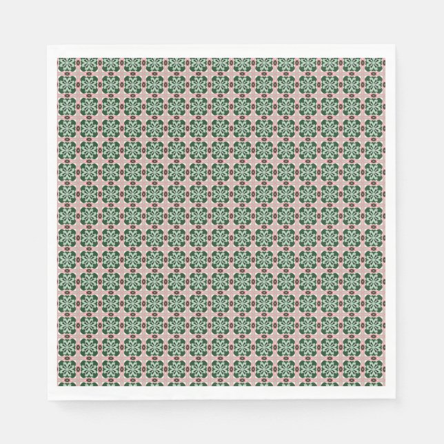 Boho Folk Art Eclectic Retro Christmas Pattern Napkin (Front)
