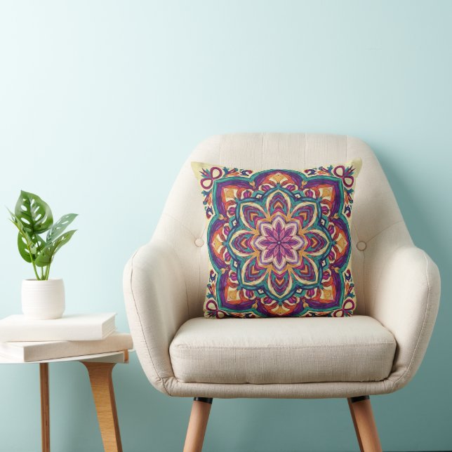 Boho Folk Art Flower Cushion (Chair)