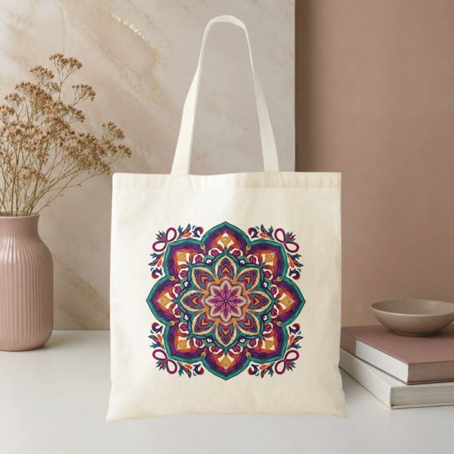 Boho Folk Art Flower Tote Bag (Creator Uploaded)