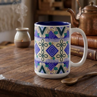 Boho Folk Art Two-Tone Coffee Mug