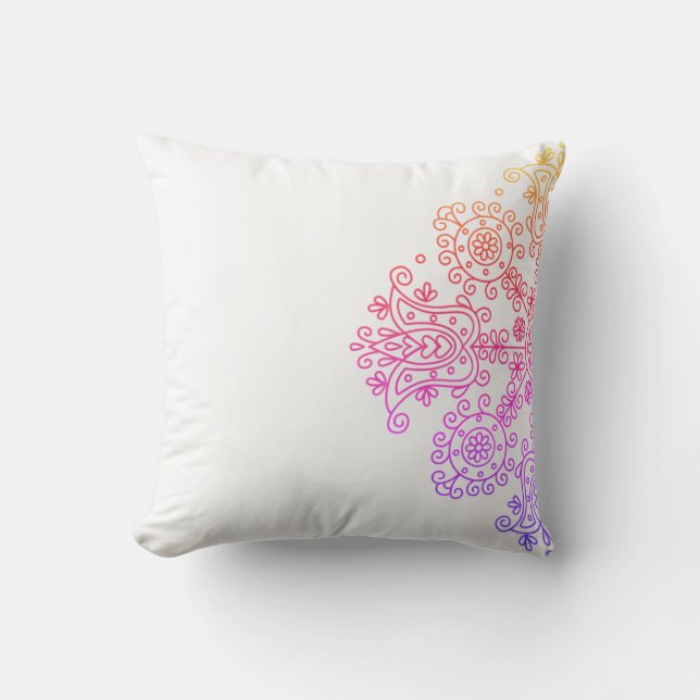 Boho Folk Pattern Throw Pillow (Front)