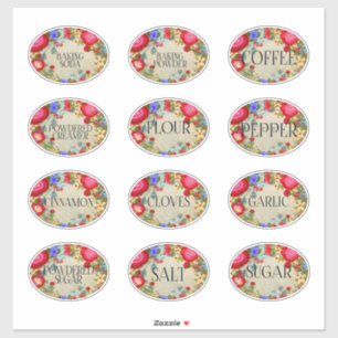 Boho Folkart Kitchen Spices Labels