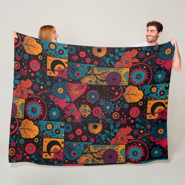Boho Folkloric Floral and Mandala Pattern Blanket (In Situ)