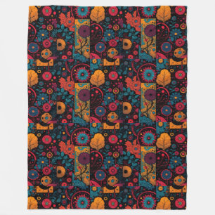 Boho Folkloric Floral and Mandala Pattern Blanket