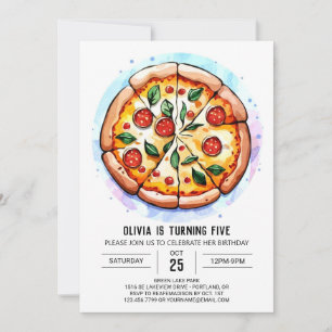 Boho Foodie Pizza Birthday Invitation