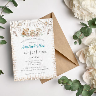 Boho Forest Animal Baby Shower Invitation