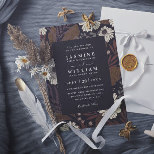 Boho Forest Flowers Rustic Chic Elegant Wedding Invitation