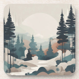 Boho Forest Landscape Artwork Coaster