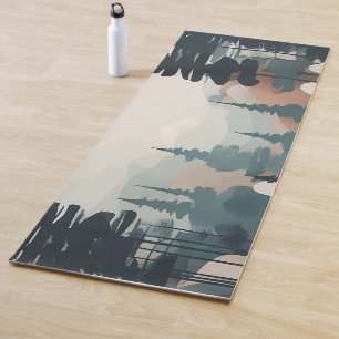 Boho Forest Landscape Artwork Yoga Mat