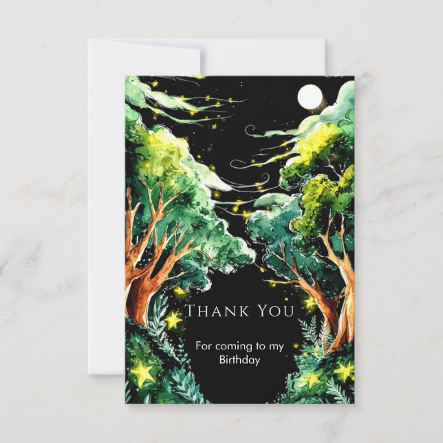 Boho Forest Woodland Birthday Thank You Card (Front)