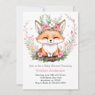 Boho Fox Adventure Girl Baby Shower Invitation