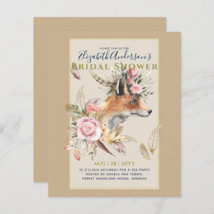 Boho FOX Bridal Shower Woodland Feathers Floral