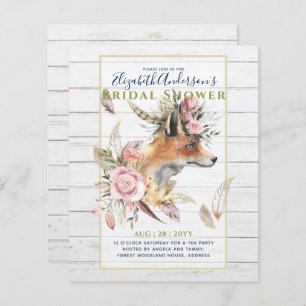 Boho FOX Bridal Shower Woodland Feathers Floral