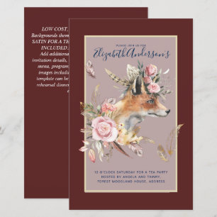 Boho FOX Bridal Shower Woodland Feathers Floral