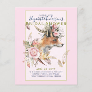Boho FOX Bridal Shower Woodland Feathers Floral Flyer