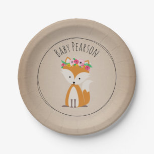 Boho Fox Cardstock Inspired Custom Baby Shower Paper Plate