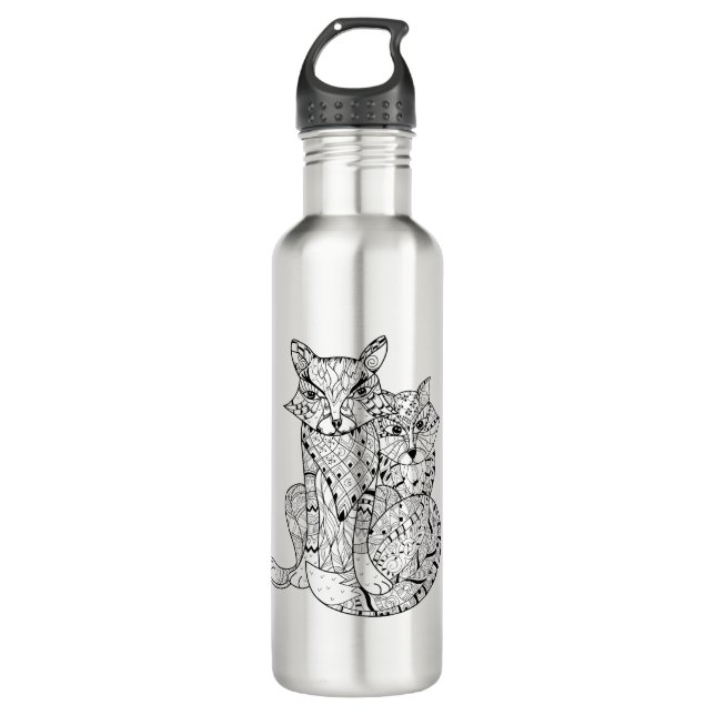 Boho Fox Doodle 710 Ml Water Bottle (Front)