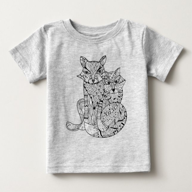 Boho Fox Doodle Baby T-Shirt (Front)
