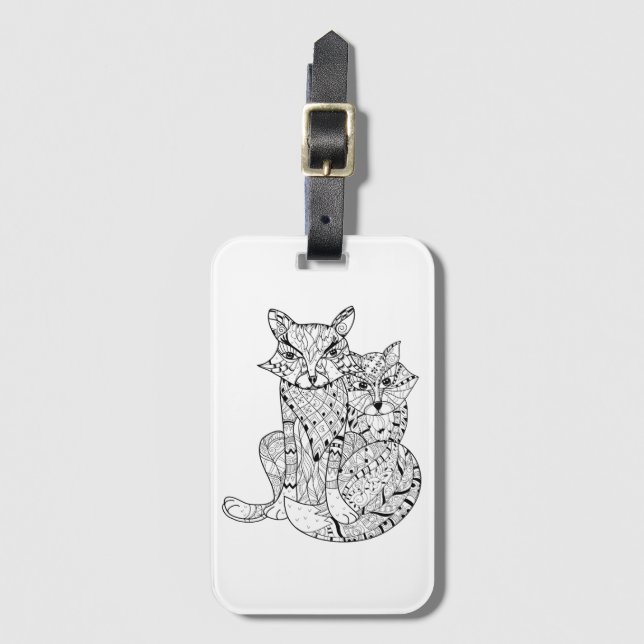 Boho Fox Doodle Luggage Tag (Front Vertical)