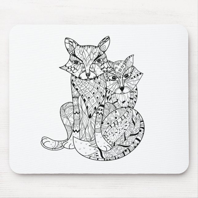Boho Fox Doodle Mouse Pad (Front)