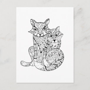 Boho Fox Doodle Postcard