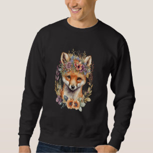 Boho Fox Floral Wildlife Nature Animal Red Fox Sweatshirt