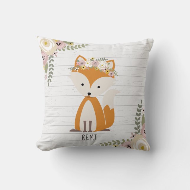 Boho Fox Grey Wood Cushion (Front)