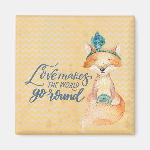 Boho Fox Love Quote Magnet