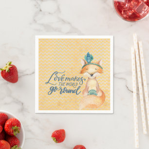 Boho Fox Love Quote Napkin