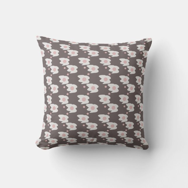 Boho Fried Eggs Breakfast Pattern Throw Pillow (Front)