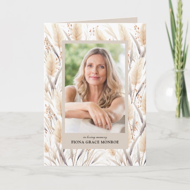 Boho Fronds Photo Memorial Folded Program (Front)