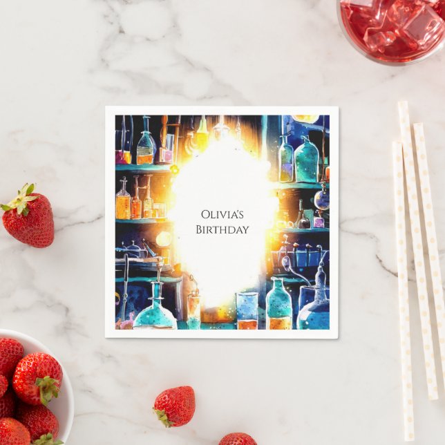 Boho Fun Chemistry Scientist Birthday Napkin (Insitu)